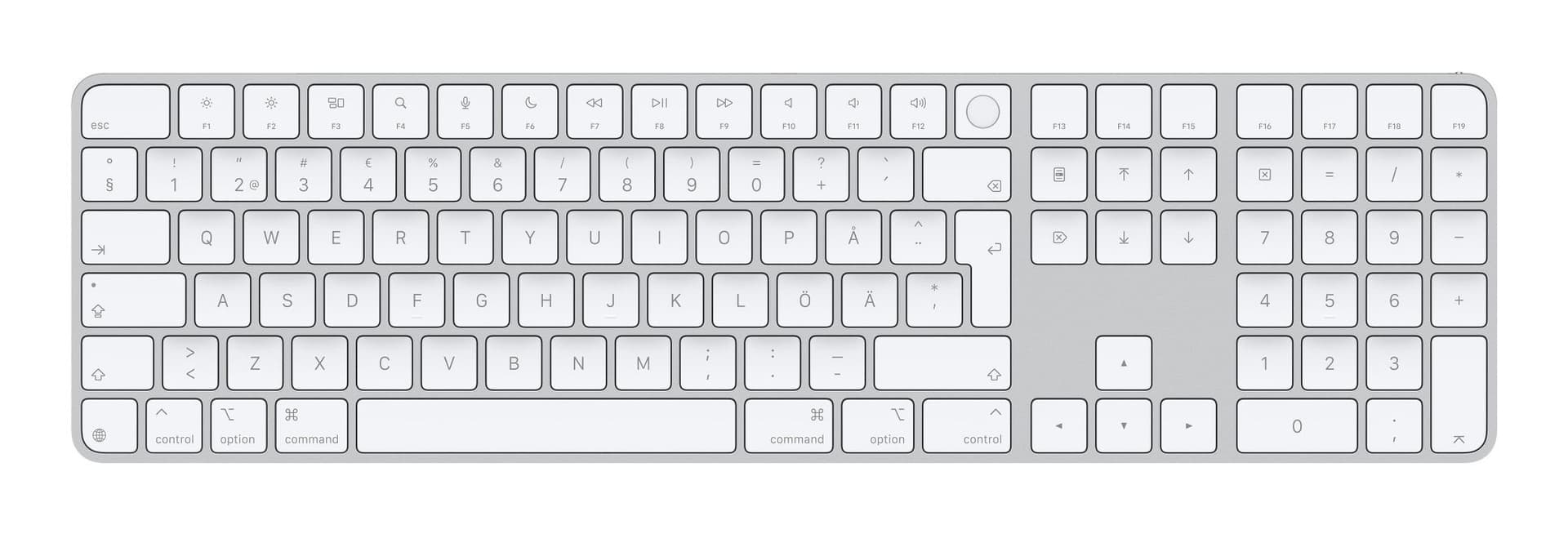 Apple Magic tastiera Universale USB + Bluetooth QWERTY Svedese Bianco (MAGIC KEYBOARD NUMERIC - SWEDISH WHITE) - Versione UK