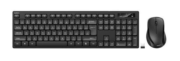 Belkin BBZ010UK tastiera Mouse incluso Universale Wireless a RF + USB Inglese UK Nero (WIRELESS KEYBOARD AND MOUSE ENGLISH) - Versione UK