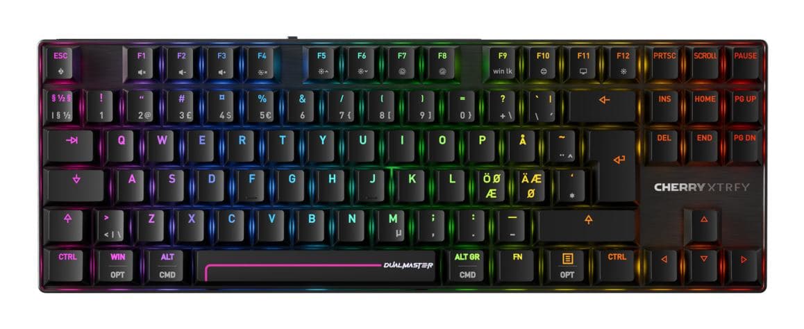 CHERRY MX 8.2 Pro TMR Wireless tastiera Gaming USB + RF Wireless + Bluetooth QWERTY Nordic Nero (CHERRY XTRFY MX 8.2 PRO TMR - WIRELESS - PAN NORDIC LAYOUT) - Versione UK